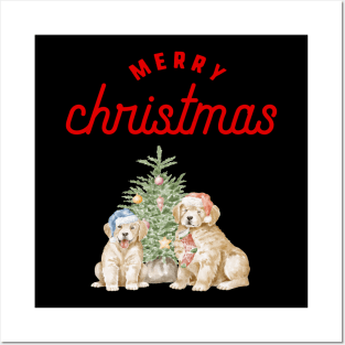 Merry Christmas Puppy Festive Holiday Design Posters and Art